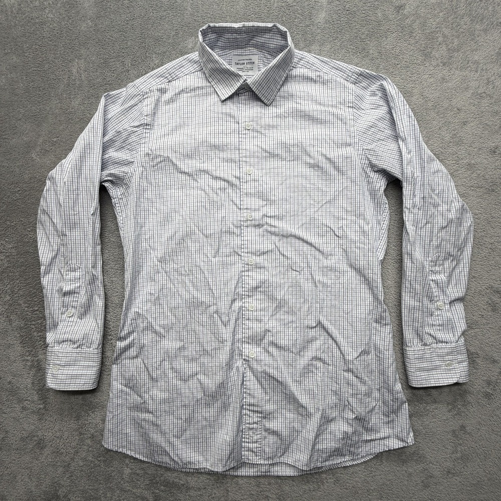 Taylor Stitch Dress Shirt Mens 31x22 White‎ Check Point Collar Long Sleeve